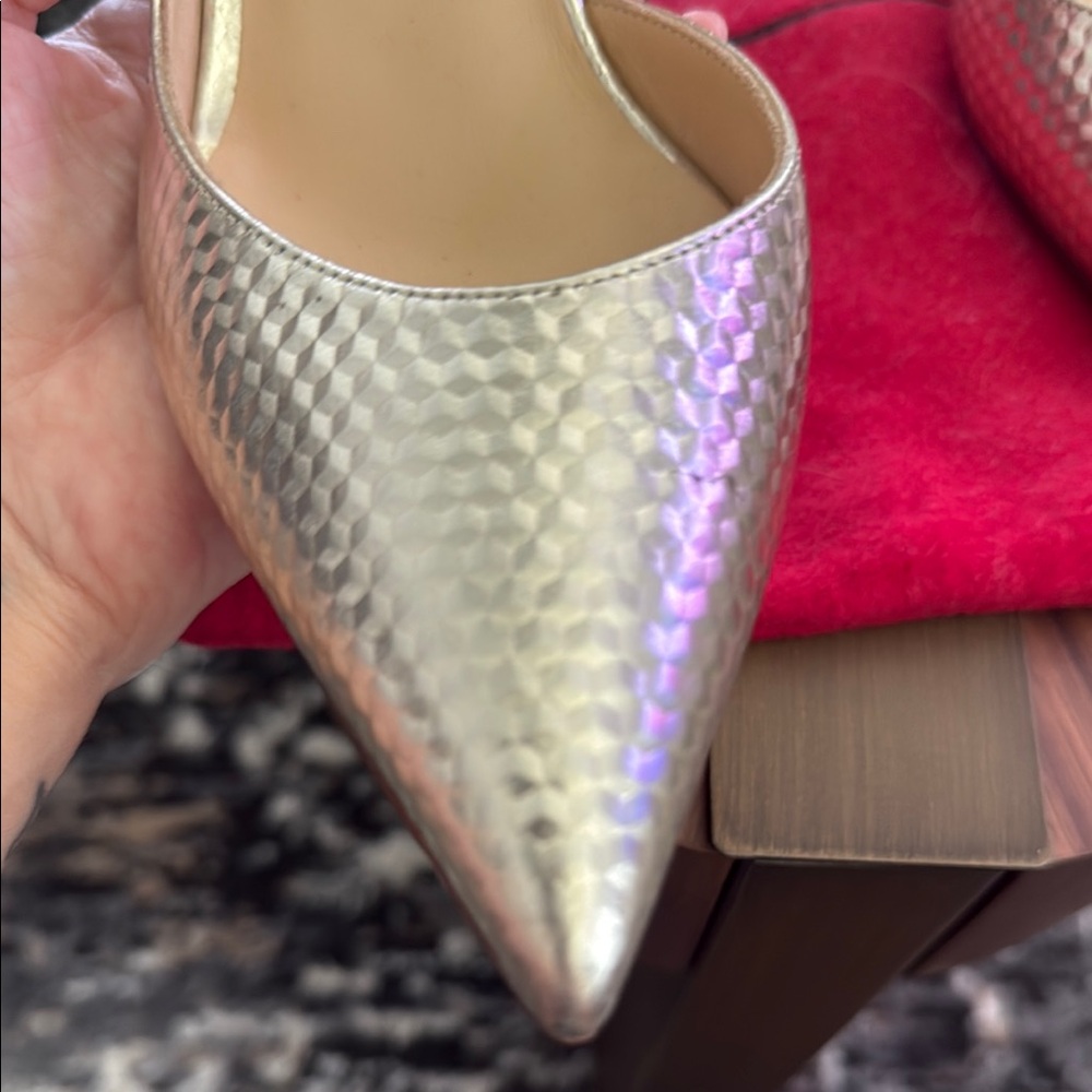 Christian Louboutin Gold Women's Pumps D’Orsay Iriza mid heel red bottoms 7 - Picture 3 of 7